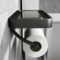 Support papier toilette noir avec étagère intégrée en aluminium