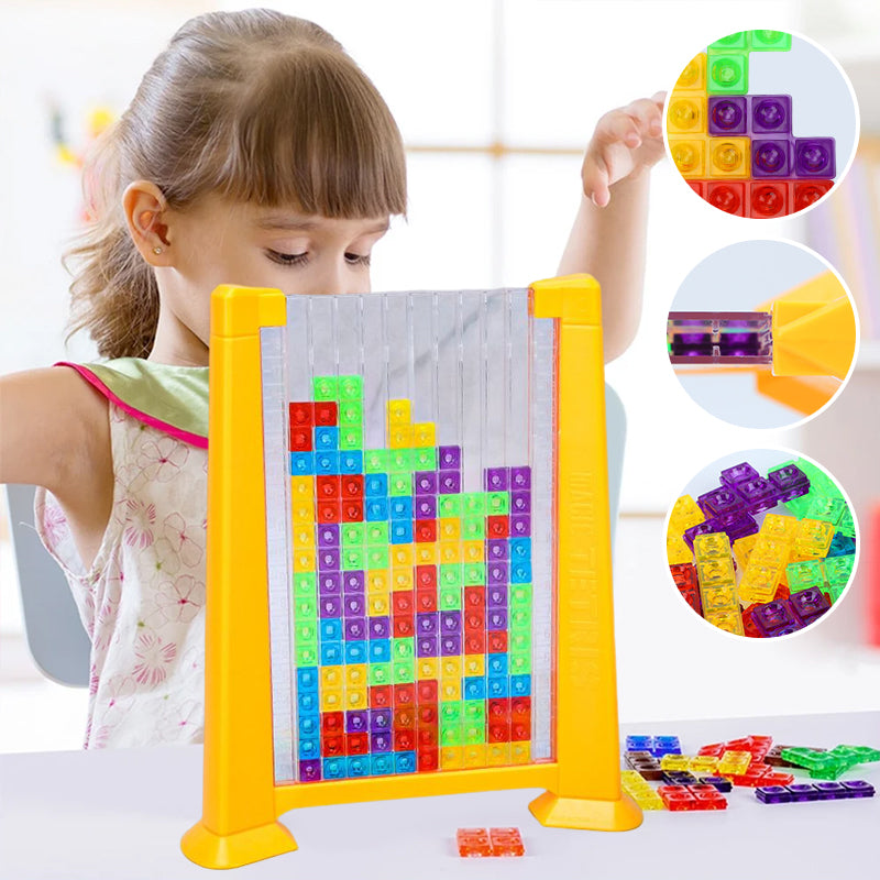 Blocs éducatifs disposés en motif géométrique complexe