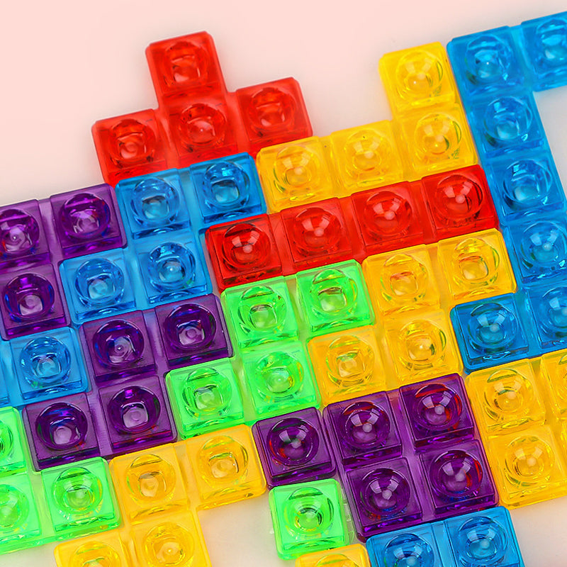 Vue d'ensemble de plusieurs blocs colorés sur un tapis