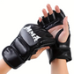 Gants de boxe noirs en cuir PU avec fermeture Velcro