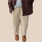 Pantalon beige pour enfant en tissu côtelé élastique