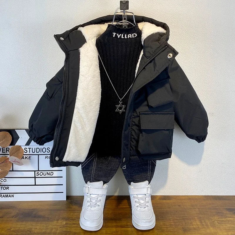 Fermeture éclair robuste sur veste d'hiver enfant