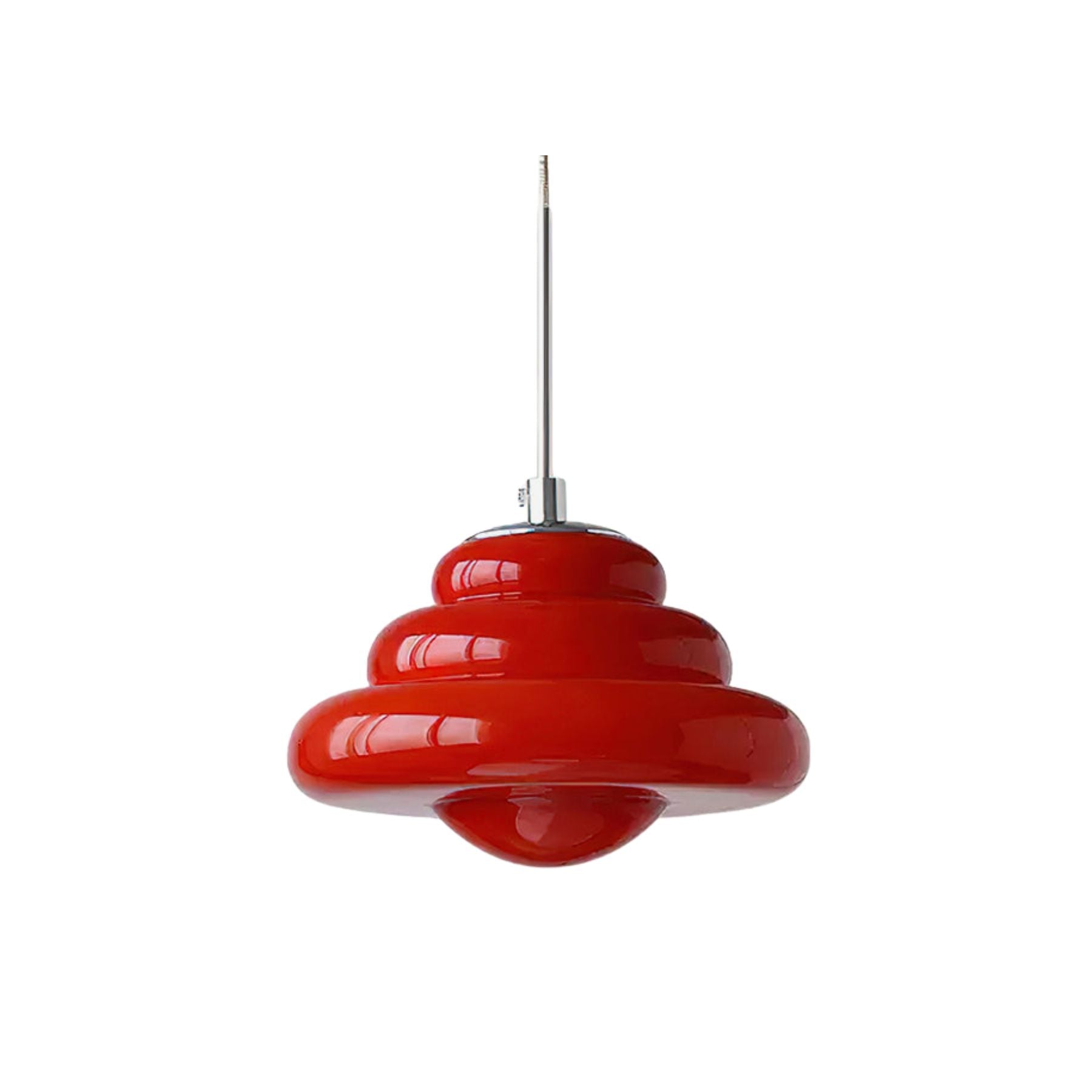 Lampe suspendue Art Déco rouge vif en verre brillant