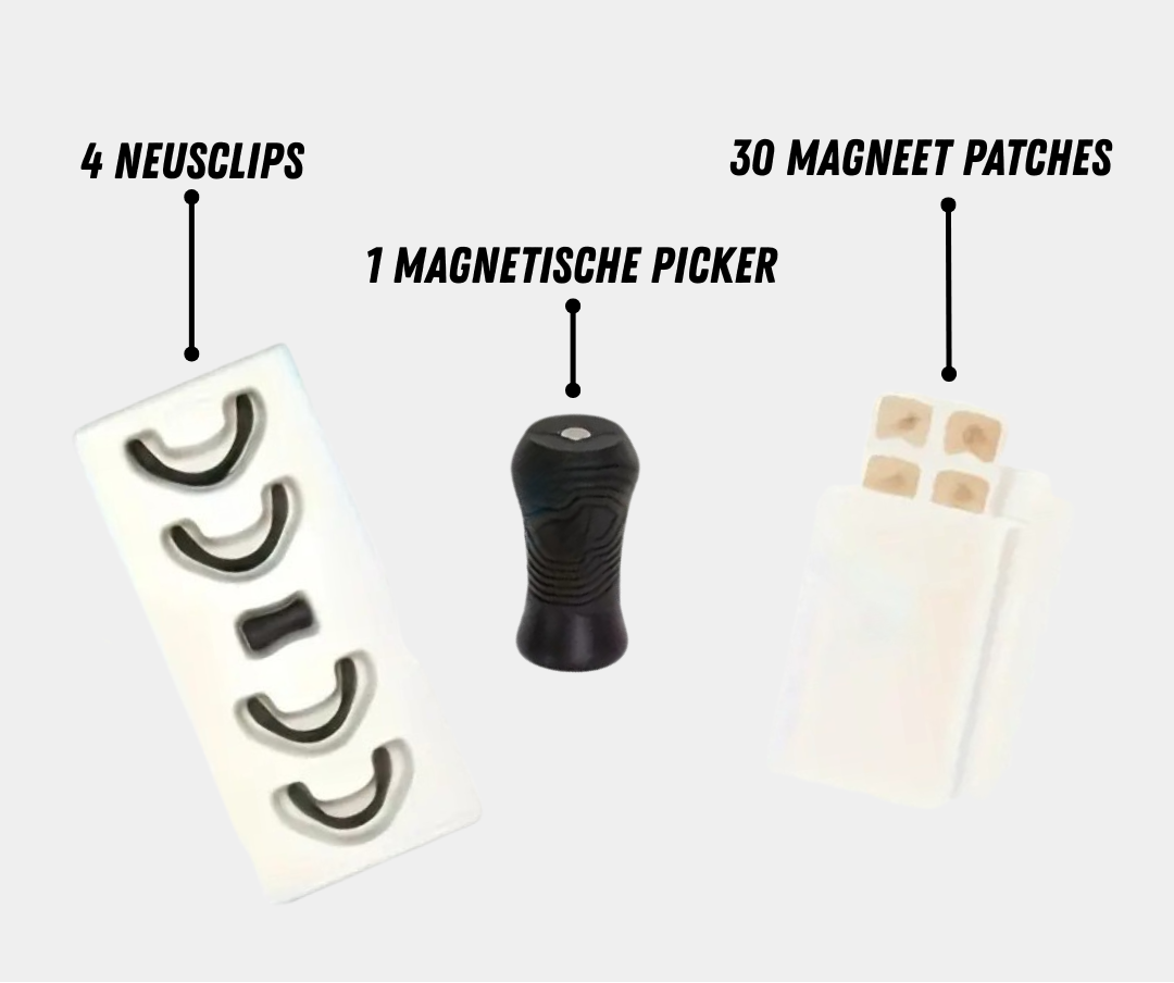 Bandes nasales magnétiques noires sur fond blanc