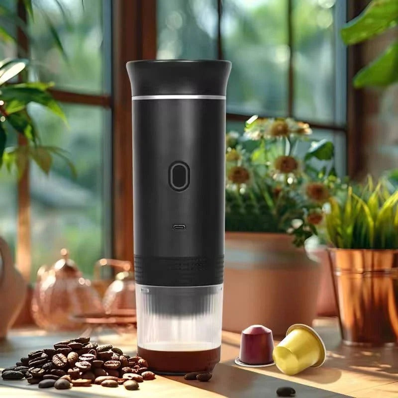 Machine à café portable avec réservoir en acier inoxydable