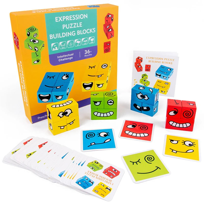 Vue d'ensemble du jeu Montessori avec cartes et blocs