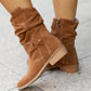 Vue de dessus des bottines marron, soulignant le design classique