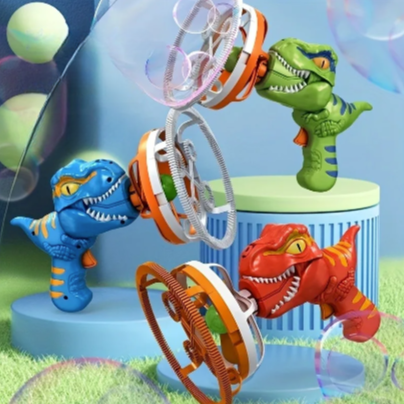 Blaster à bulles en forme de dinosaure coloré