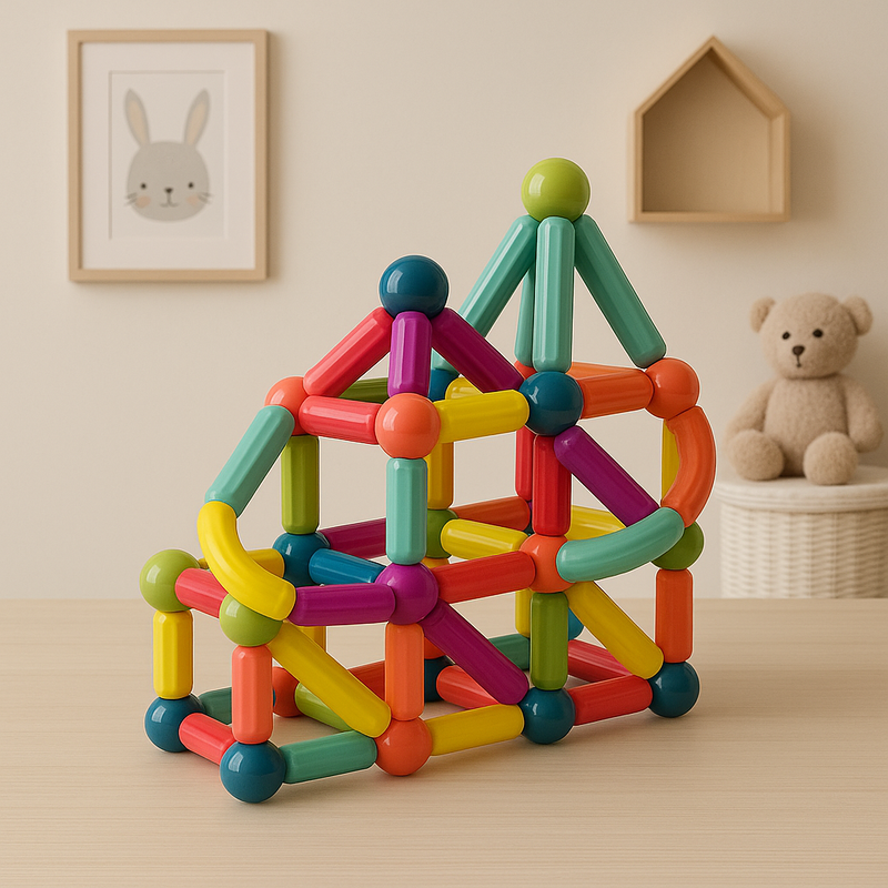 Ensemble de construction avec pièces en bâton colorées