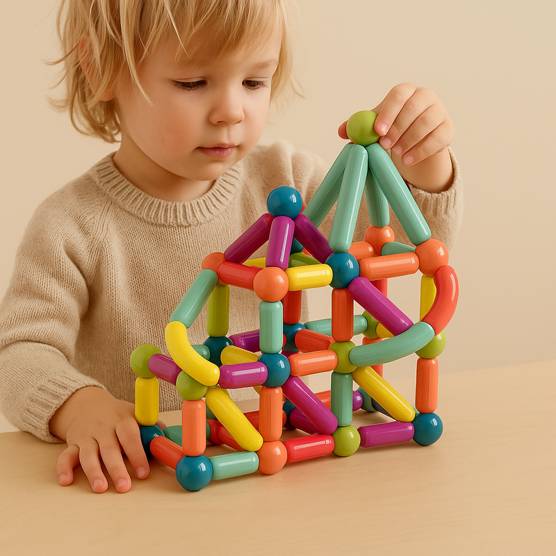 Pièces connectées formant une structure géométrique complexe