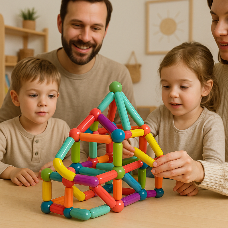 Motif plat coloré réalisé avec des pièces de construction