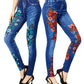 Jeggings taille haute avec motif papillon sur fond clair