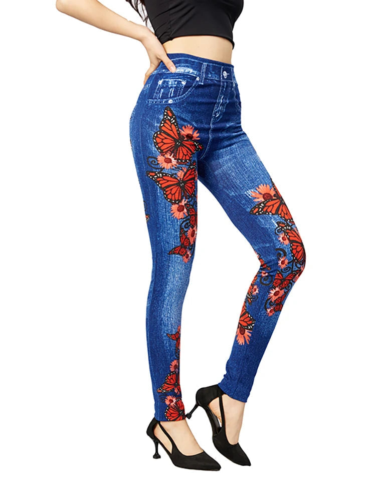 Vue de profil des jeggings, soulignant la coupe slim