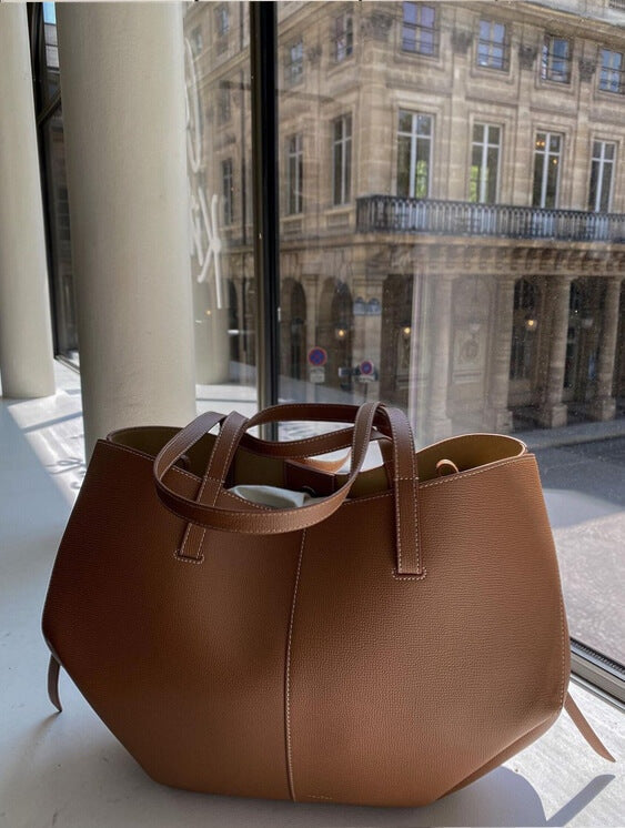 Sac tote vintage beige avec poignées robustes