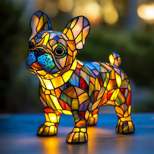 Lampe chien éteinte montrant détails du verre