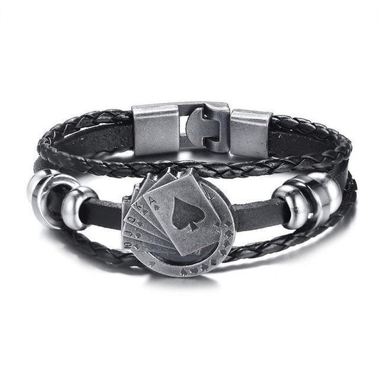 Présentation du bracelet en cuir, accent sur le tressage