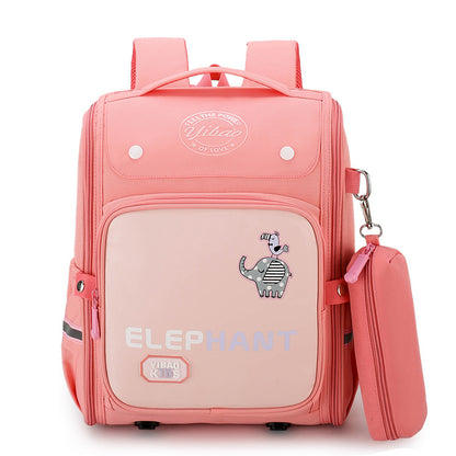 Cartable CP dinosaure et éléphant dessin animé avec trousse