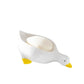 Vue de côté du conteneur canard en ABS blanc et jaune