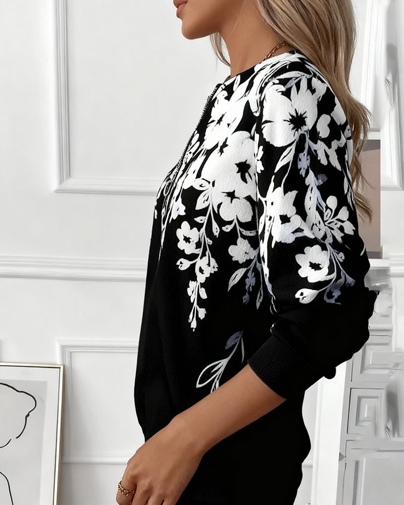 Sweatshirt imprimé avec demi-zip et col pour l'automne