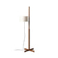 Lampadaire en bois avec abat-jour en tissu blanc
