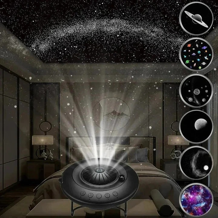 Effets lumineux de galaxies sur un mur sombre