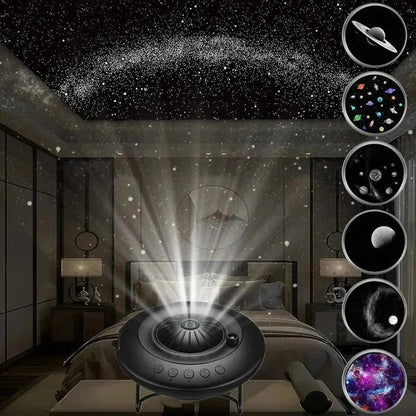 Effets lumineux de galaxies sur un mur sombre