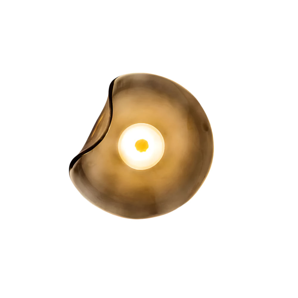 Applique murale avec abat-jour en verre ambré soufflé