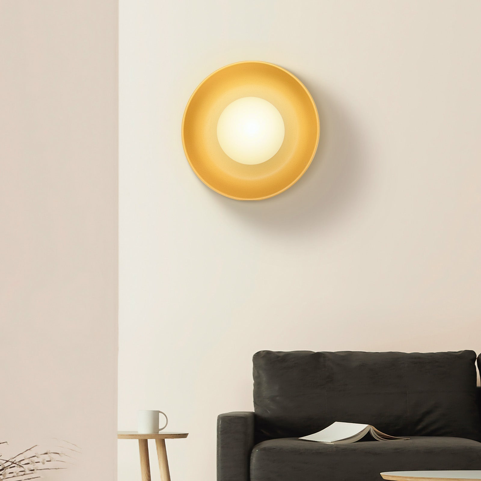 Applique murale en céramique avec lumière sphérique douce