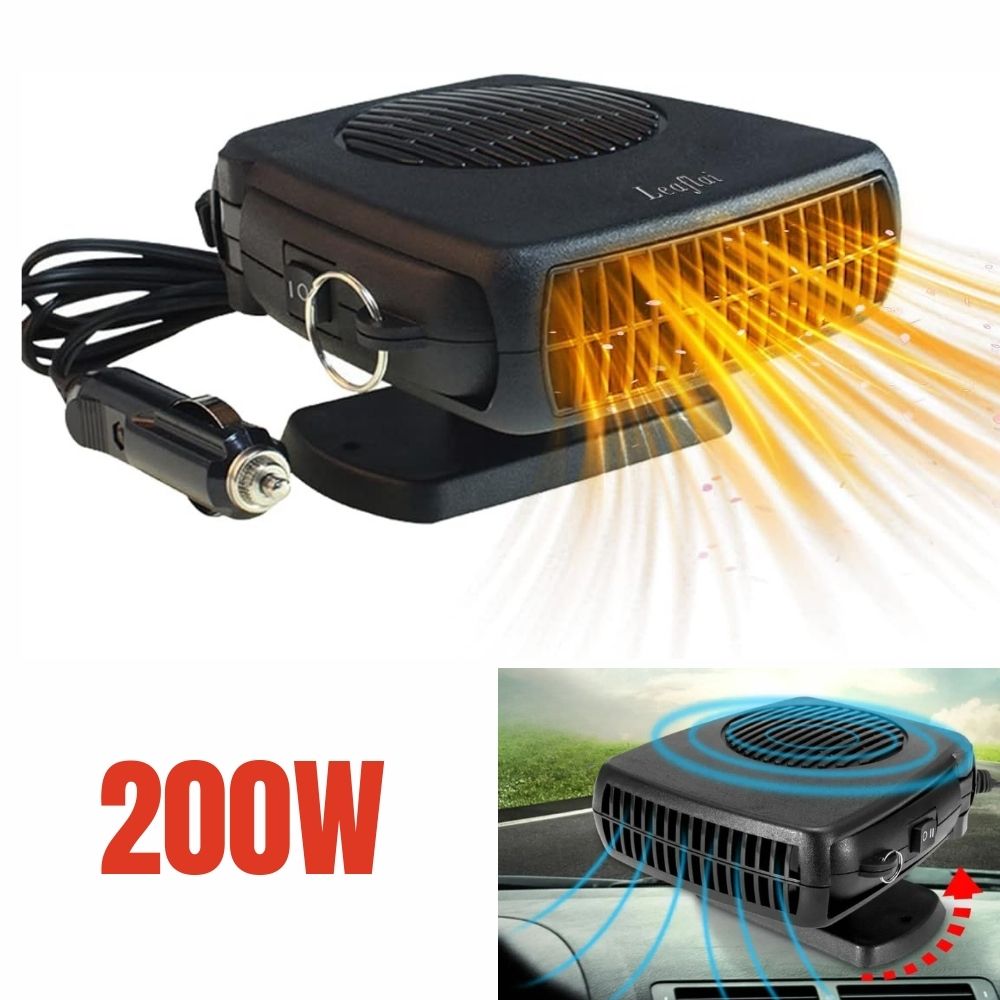 Vue latérale du chauffage 12V avec câble d'alimentation