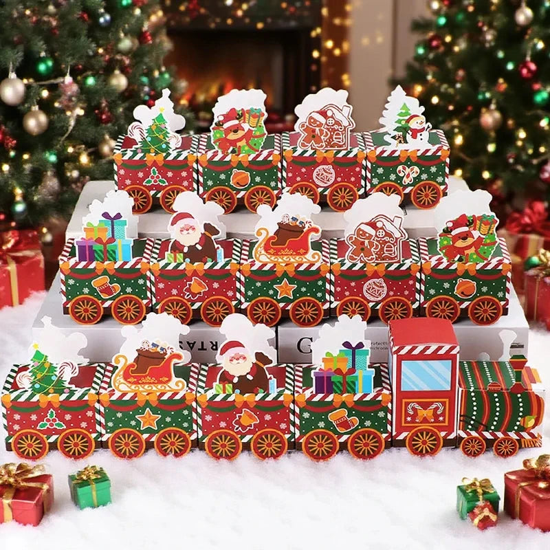 Détails des motifs joyeux sur les boîtes en carton