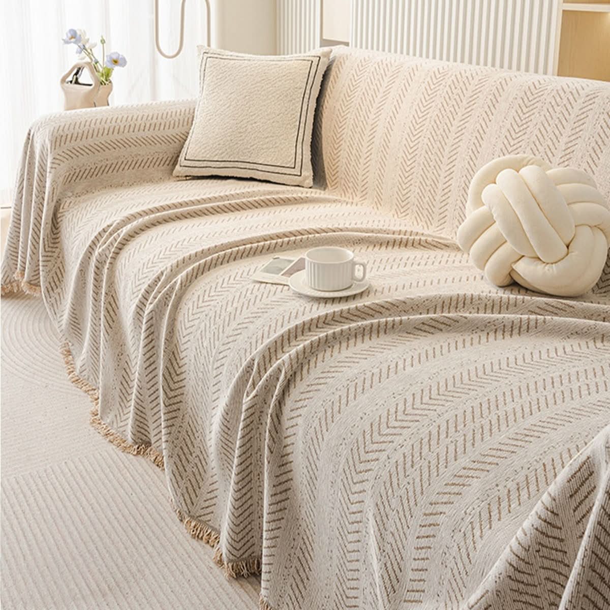 Housse de canapé en chenille avec motif chevron