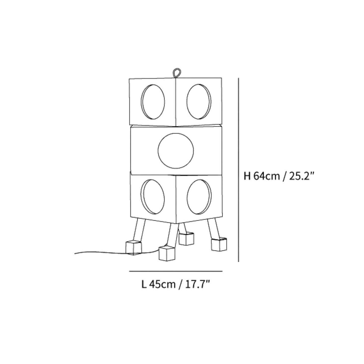 Vue rapprochée de la structure cubique en bois de la lampe