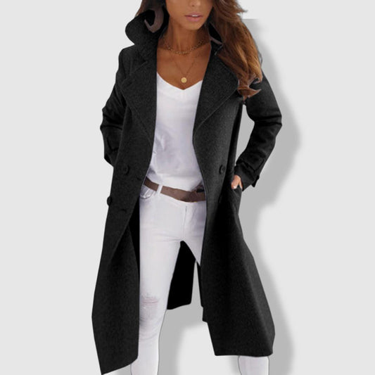 Fermeture double boutonnage du manteau en laine chic