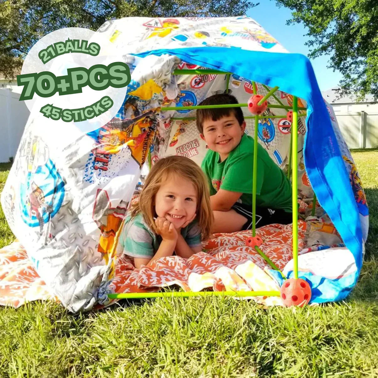 Ensemble de construction pour enfants avec éléments connectés en forme de tente