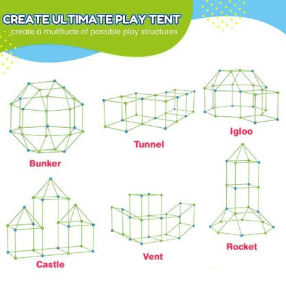 Structure en forme de tunnel créée avec des éléments colorés