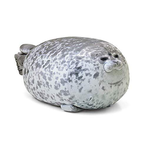 Phoque en peluche vu de dessus, montrant sa texture douce