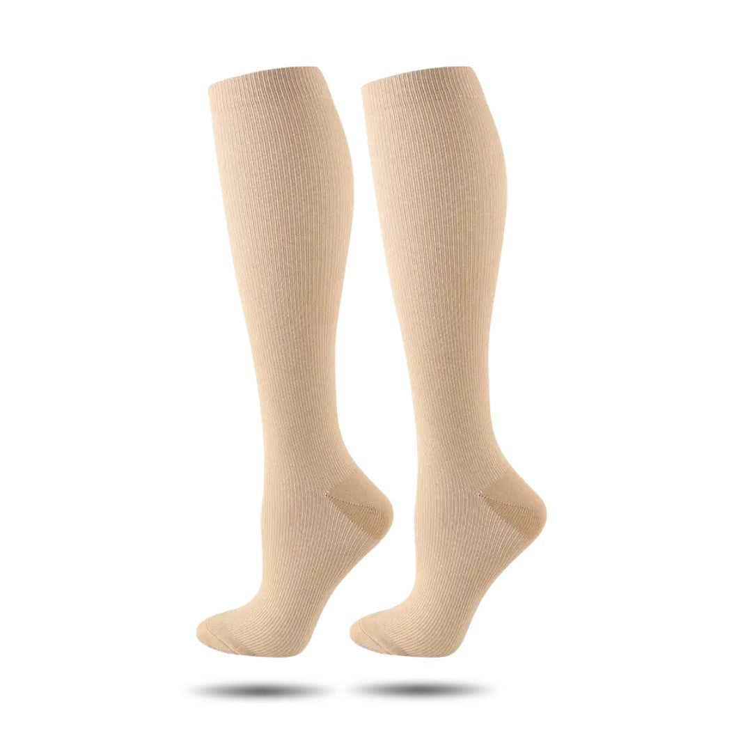 Chaussettes de compression en couleur chair, vue latérale