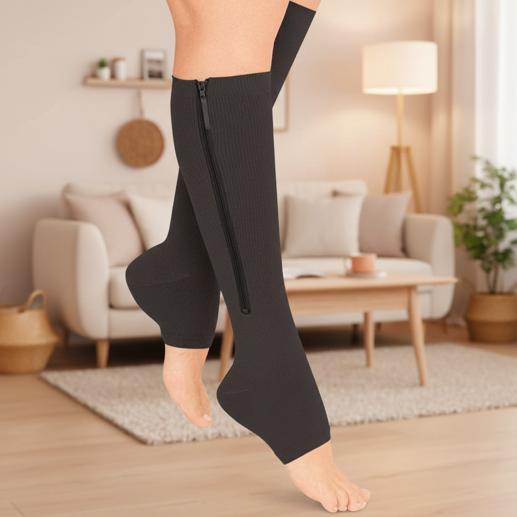 Chaussettes de compression montrées en utilisation quotidienne