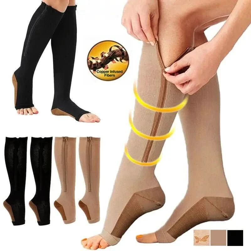Chaussettes de compression en position debout, confort visible