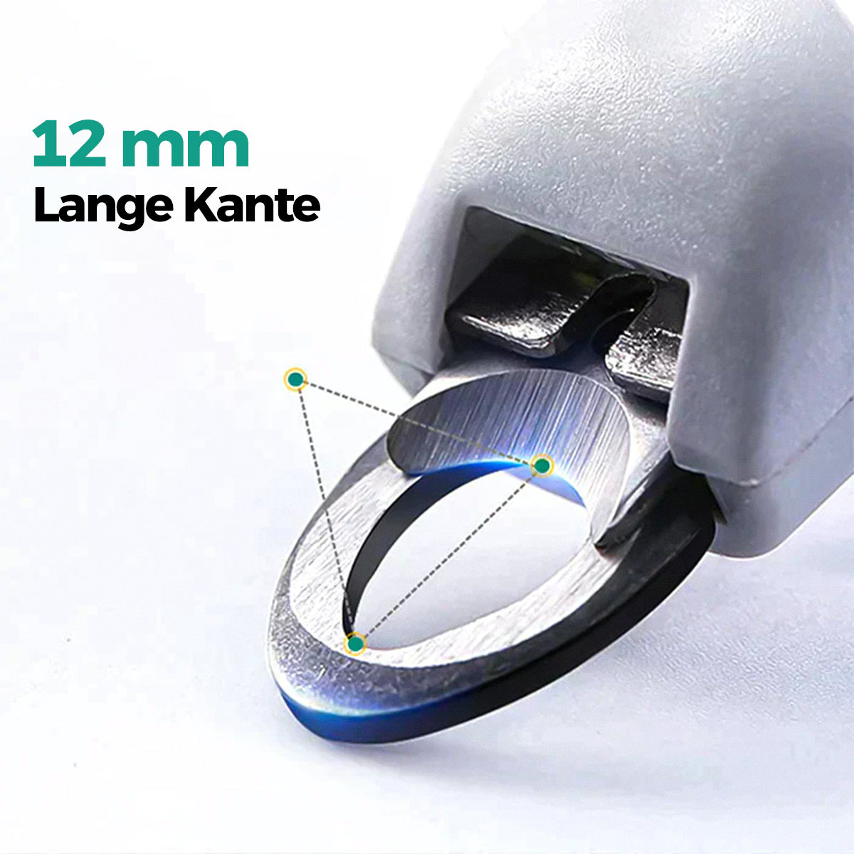 Vue latérale du coupe-ongles avec lumière LED allumée