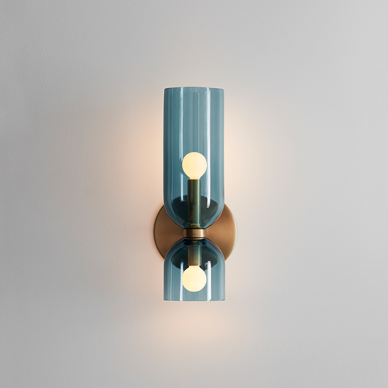 Applique murale en verre avec ampoules visibles