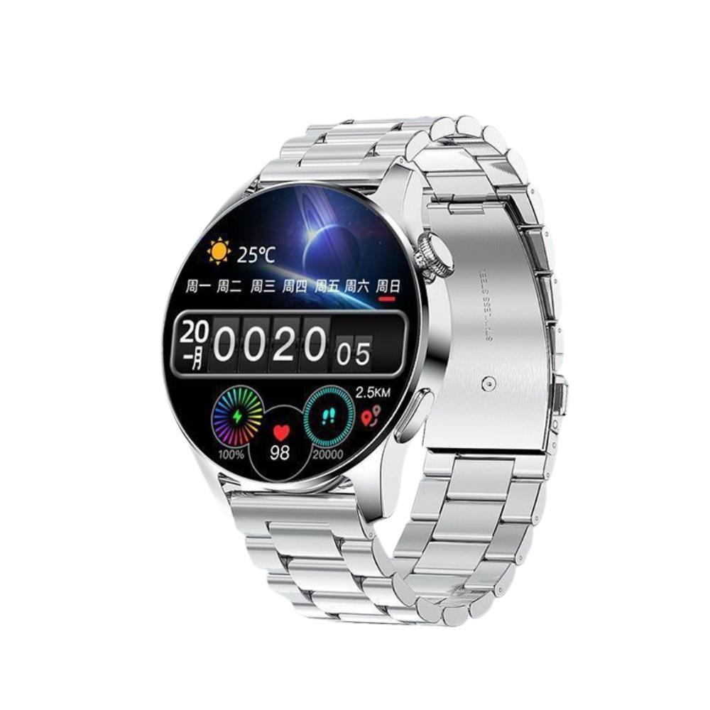 Montre connectée noire avec écran affichant des notifications