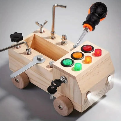 Tableau Montessori en contreplaqué avec accessoires variés