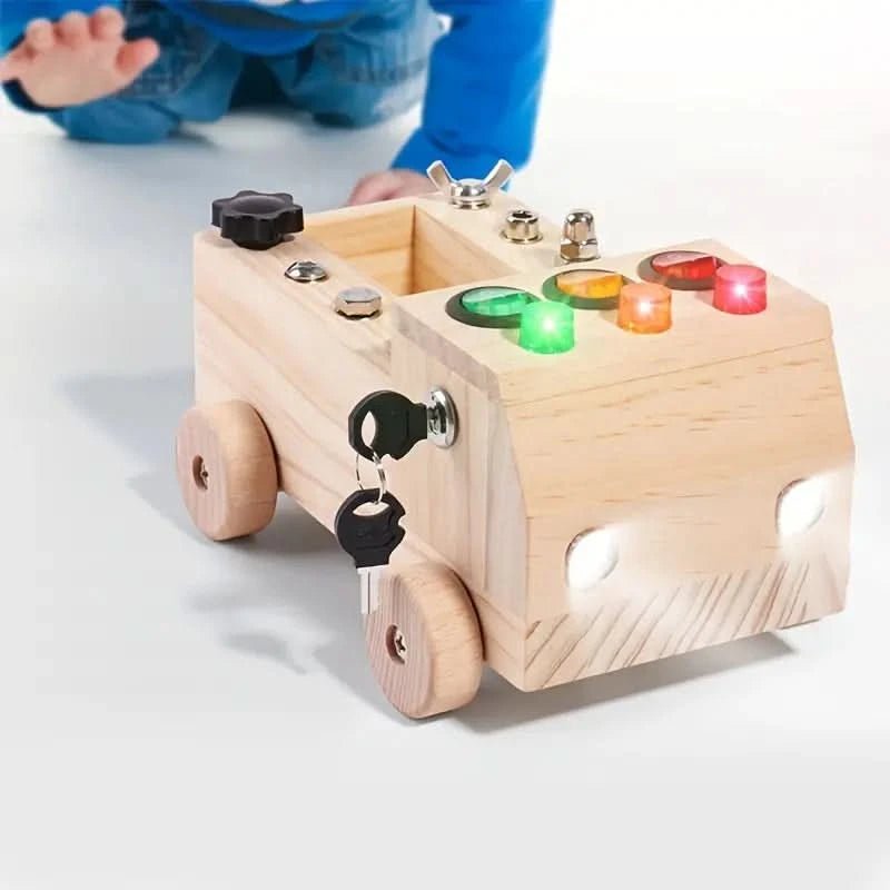 Vue rapprochée des lumières LED du tableau Montessori
