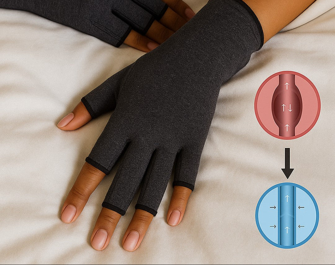 Gants de compression gris pour soulager la douleur des mains