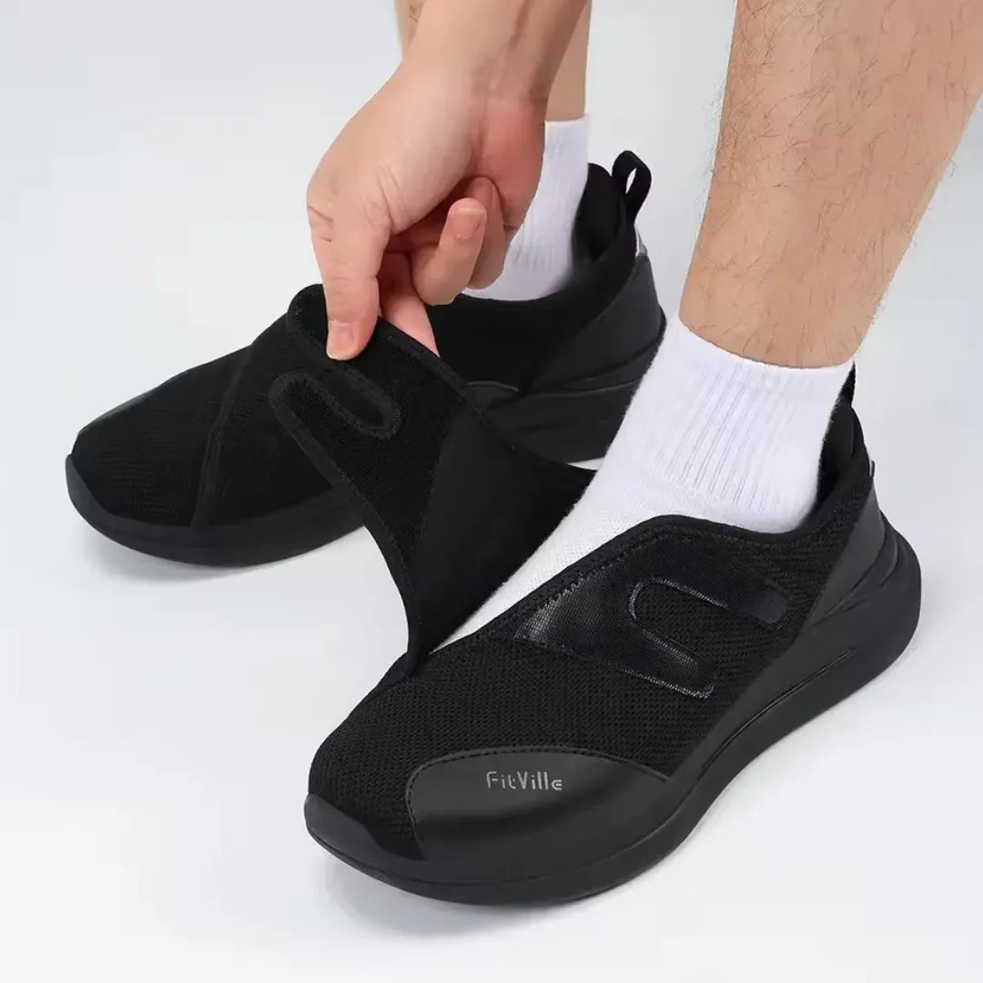 Vue de dessus des chaussures orthopédiques confortables