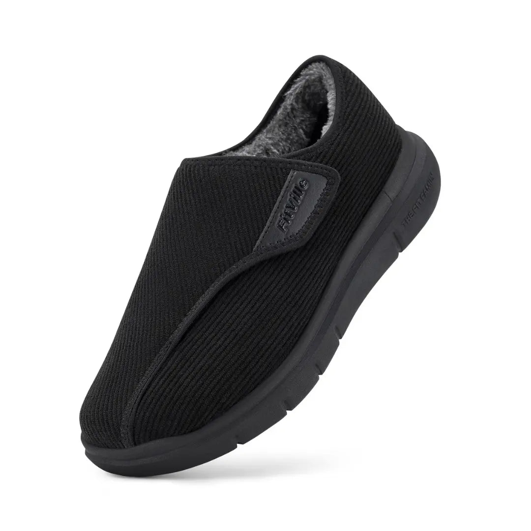 Pantoufles en velours côtelé avec fermeture Velcro ajustable