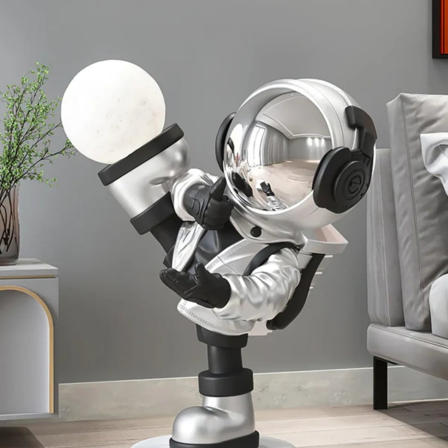 Lampe ludique d'astronaute dans un salon moderne