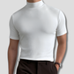 T-shirt homme col montant, coupe ajustée, fond blanc