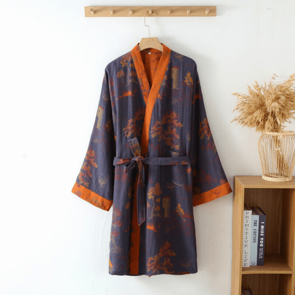 Vue complète du kimono de bain unisexe, style rétro